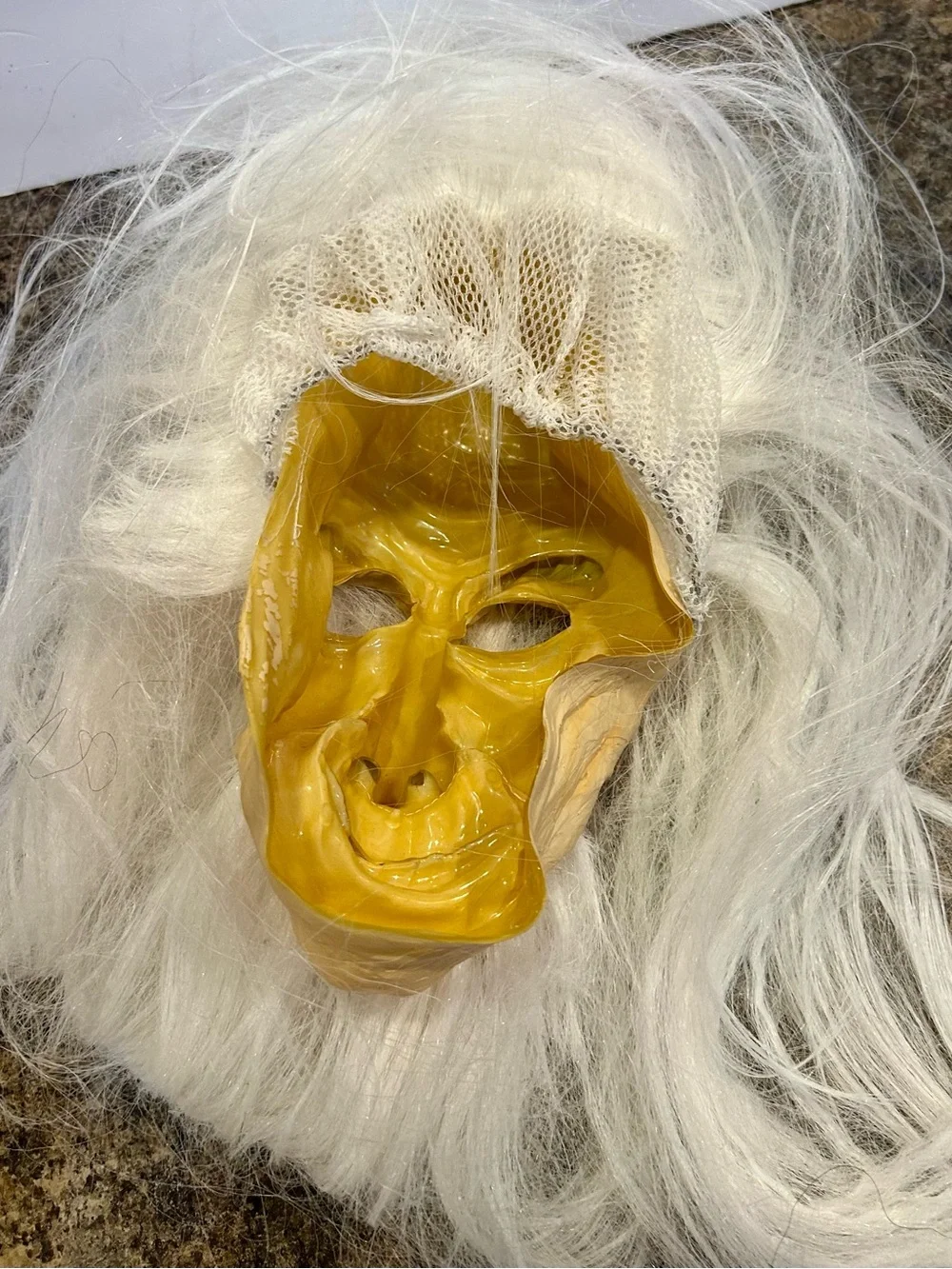 Long White Wizard Mask with Beard and Hair
